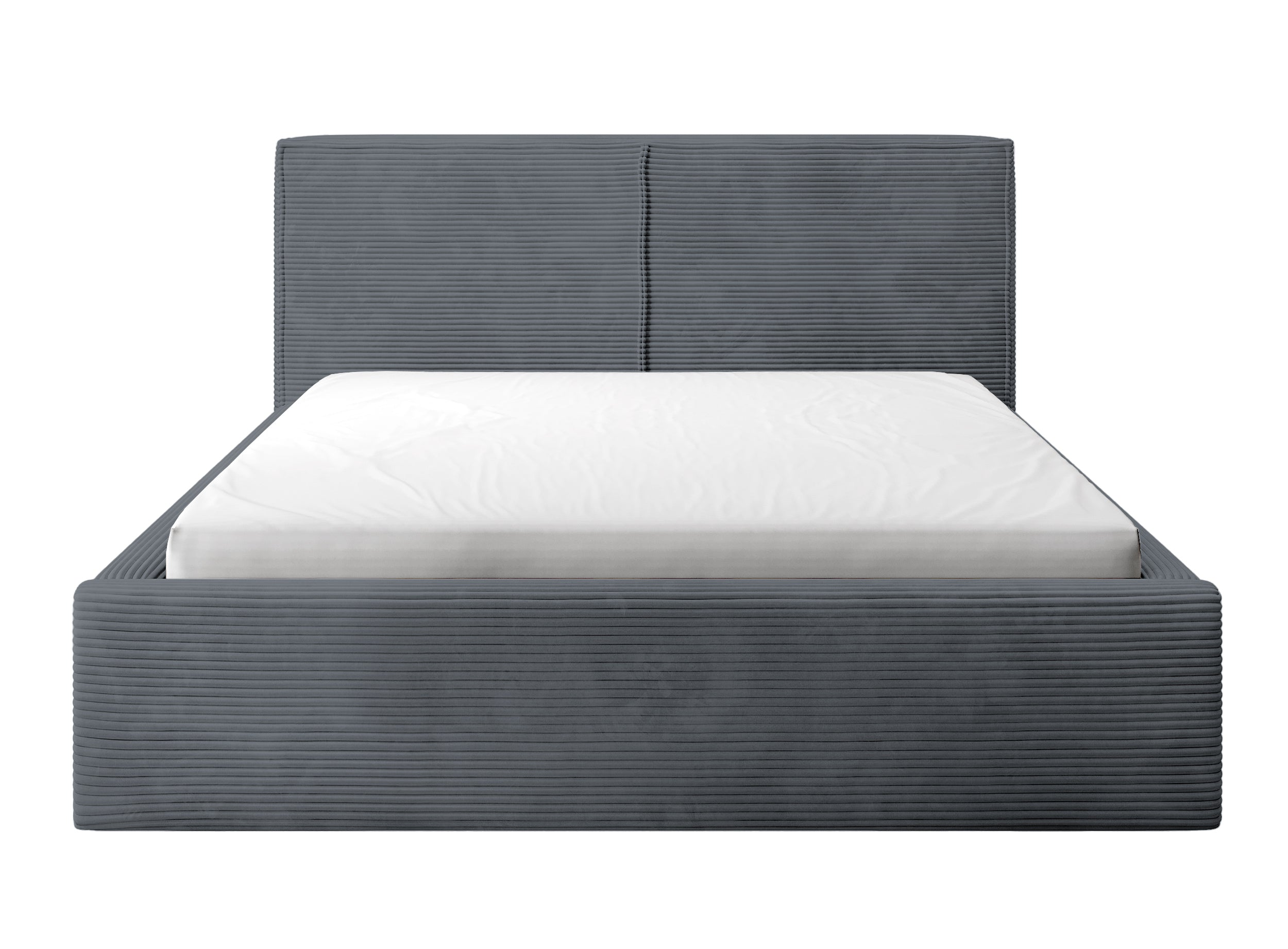 Gepolstertes Bett 140x200 cm Farese mit Stauraum und Gasdruckfeder, grauer Cordstoff