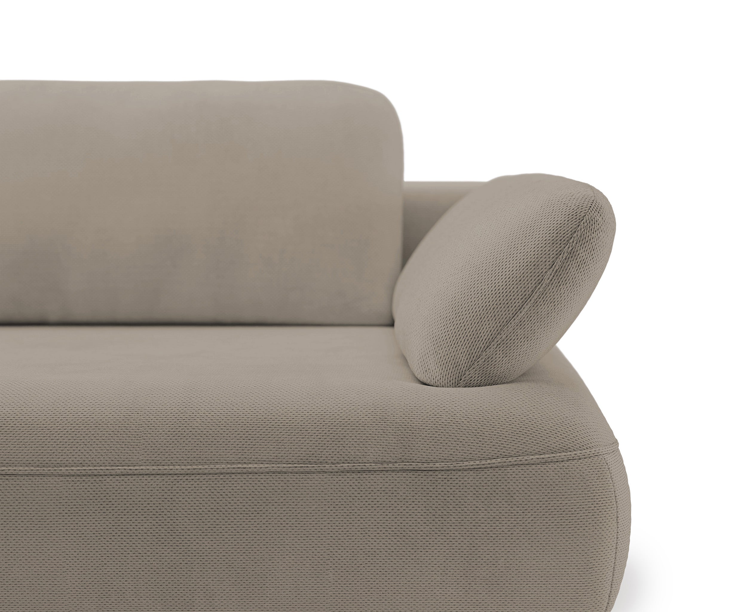 Ecksofa mit Schlaffunktion Avolla, L-förmig, linksseitig, mit Stauraum, dunkelbeige, hydrophober Chenille-Stoff