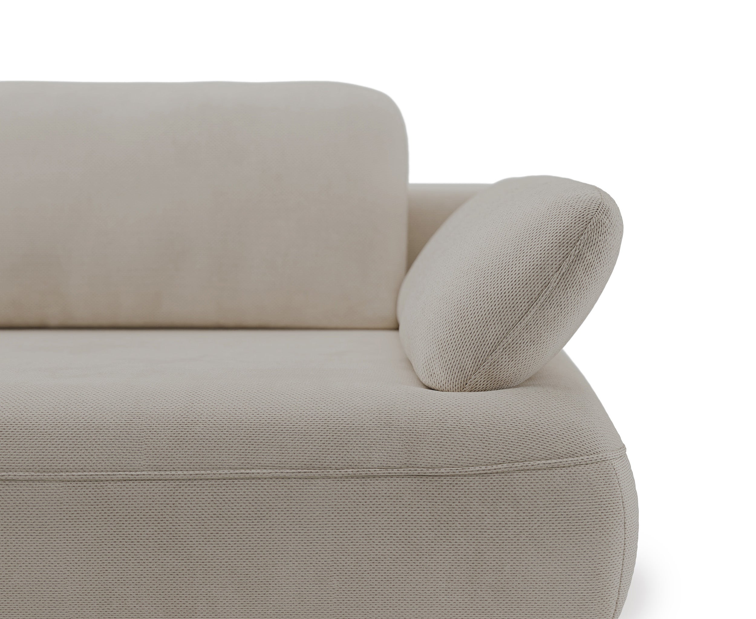 Ecksofa mit Schlaffunktion Avolla, L-förmig, linksseitig, mit Stauraum, beige, hydrophobes Chenille
