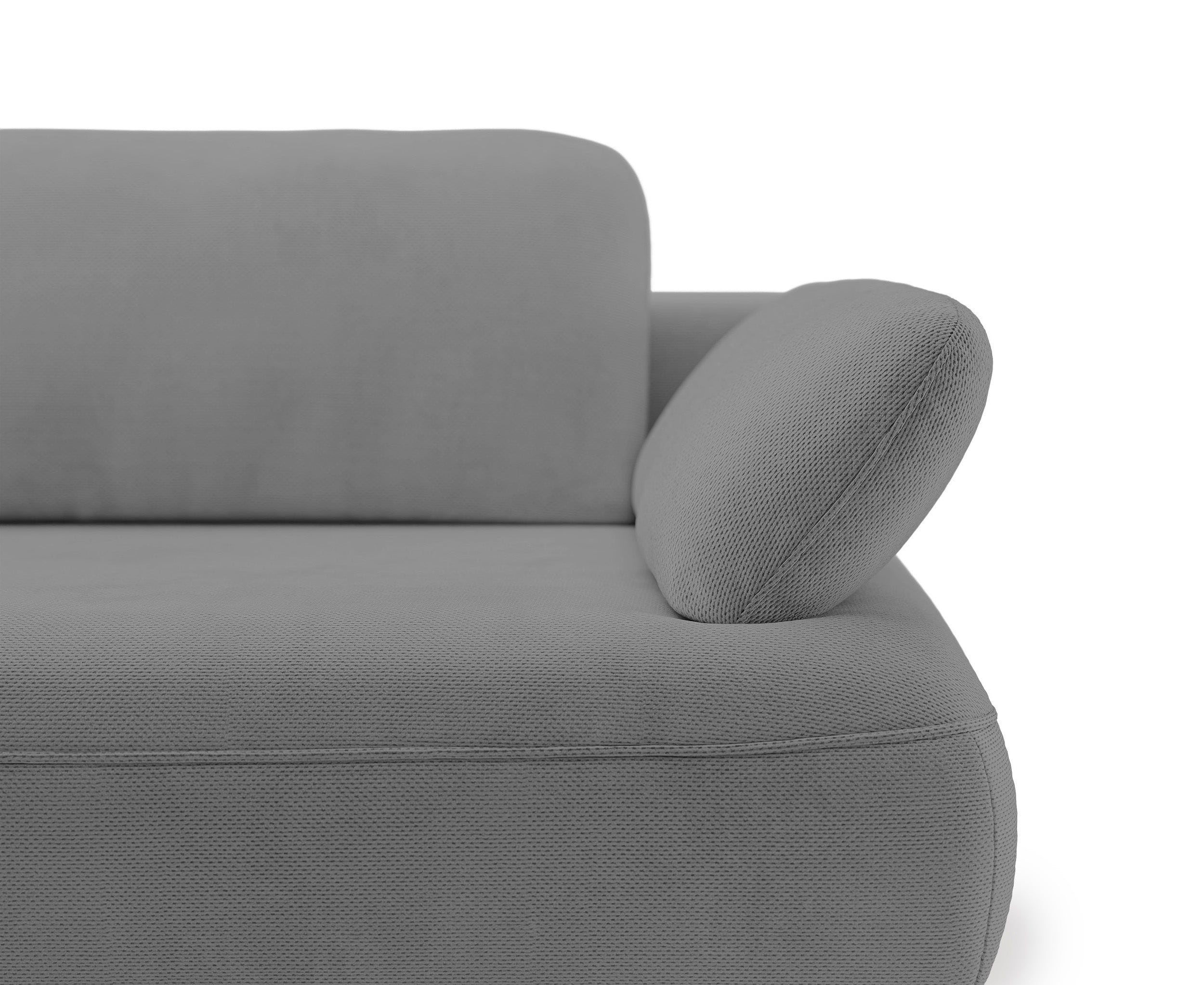 Ecksofa mit Schlaffunktion Avolla, L-förmig, linksseitig, mit Stauraum, grauer hydrophober Chenille-Stoff