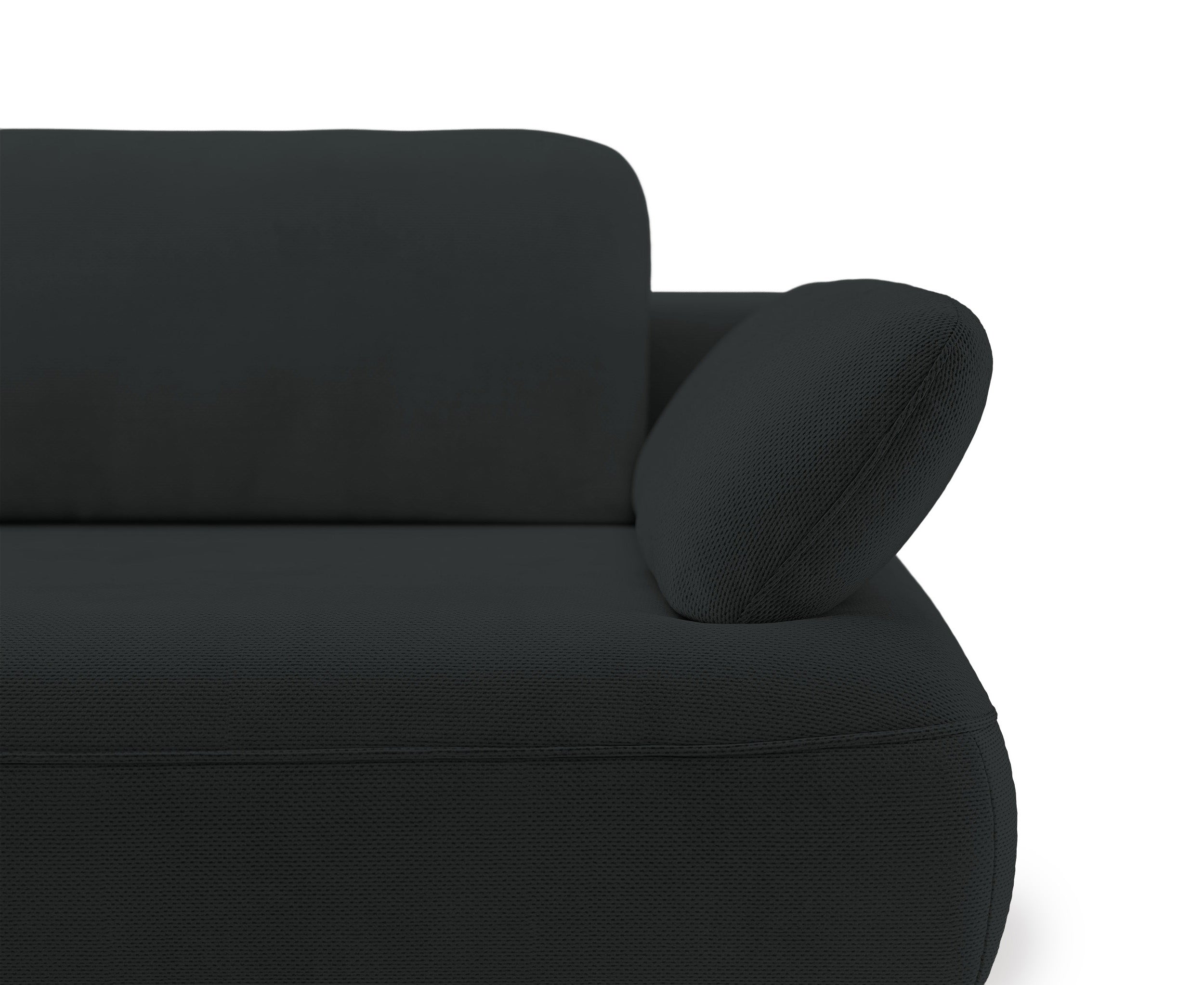 Ecksofa mit Schlaffunktion Avolla, L-förmig, linke Seite, mit Stauraum, graphitfarbener hydrophober Chenille-Stoff