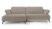 Ecksofa mit Schlaffunktion Avolla, L-förmig, linksseitig, mit Stauraum, dunkelbeige, hydrophober Chenille-Stoff