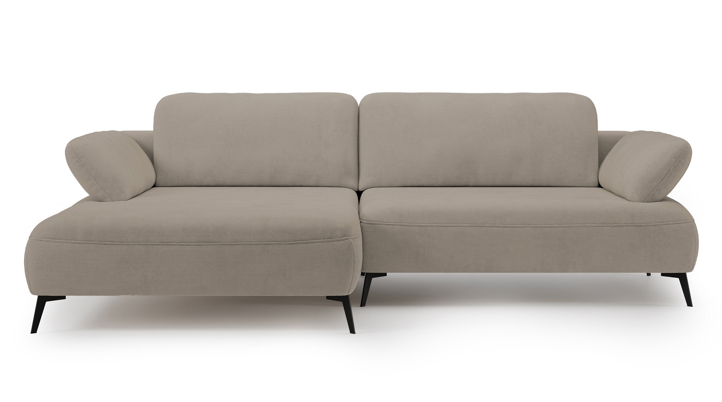 Ecksofa mit Schlaffunktion Avolla, L-förmig, linksseitig, mit Stauraum, dunkelbeige, hydrophober Chenille-Stoff