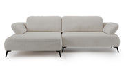 Ecksofa mit Schlaffunktion Avolla, L-förmig, linksseitig, mit Stauraum, grau-beiger hydrophober Chenille-Bezug