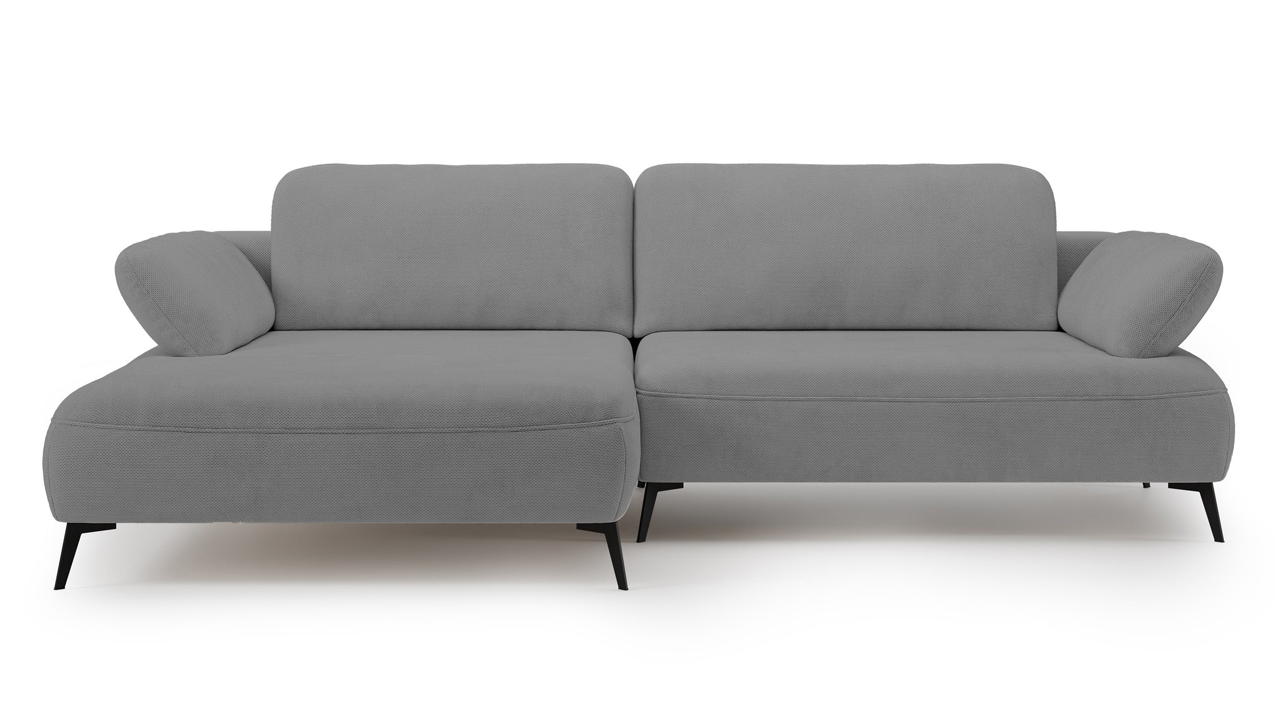 Ecksofa mit Schlaffunktion Avolla, L-förmig, linksseitig, mit Stauraum, grauer hydrophober Chenille-Stoff