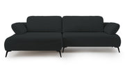 Ecksofa mit Schlaffunktion Avolla, L-förmig, linke Seite, mit Stauraum, graphitfarbener hydrophober Chenille-Stoff