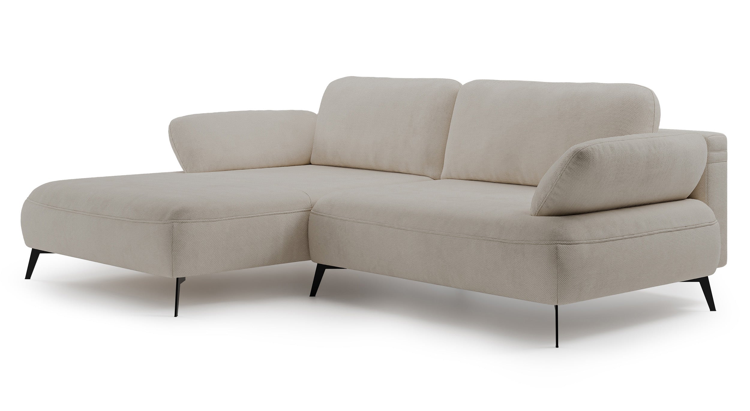 Ecksofa mit Schlaffunktion Avolla, L-förmig, linksseitig, mit Stauraum, beige, hydrophobes Chenille