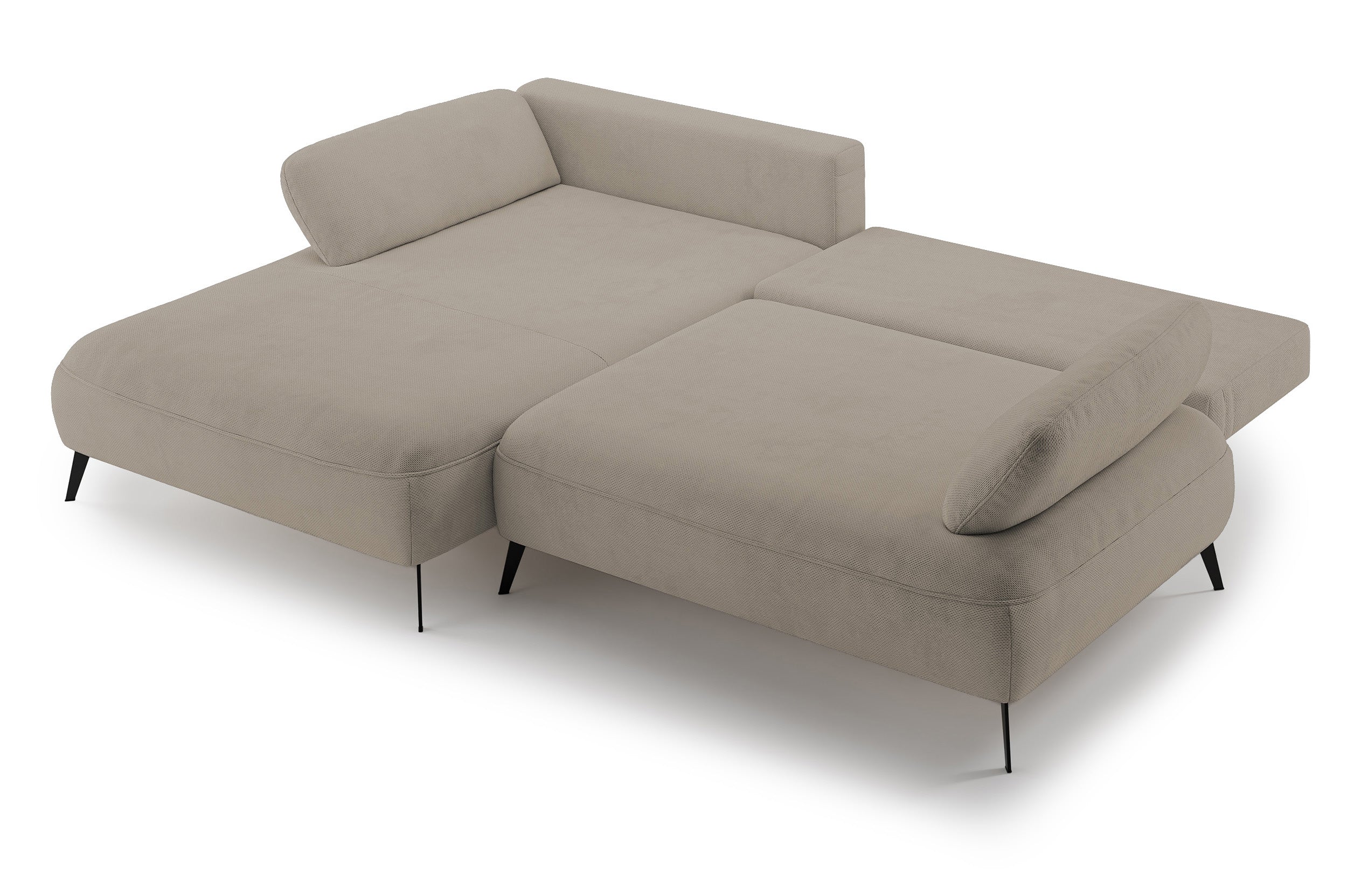 Ecksofa mit Schlaffunktion Avolla, L-förmig, linksseitig, mit Stauraum, dunkelbeige, hydrophober Chenille-Stoff