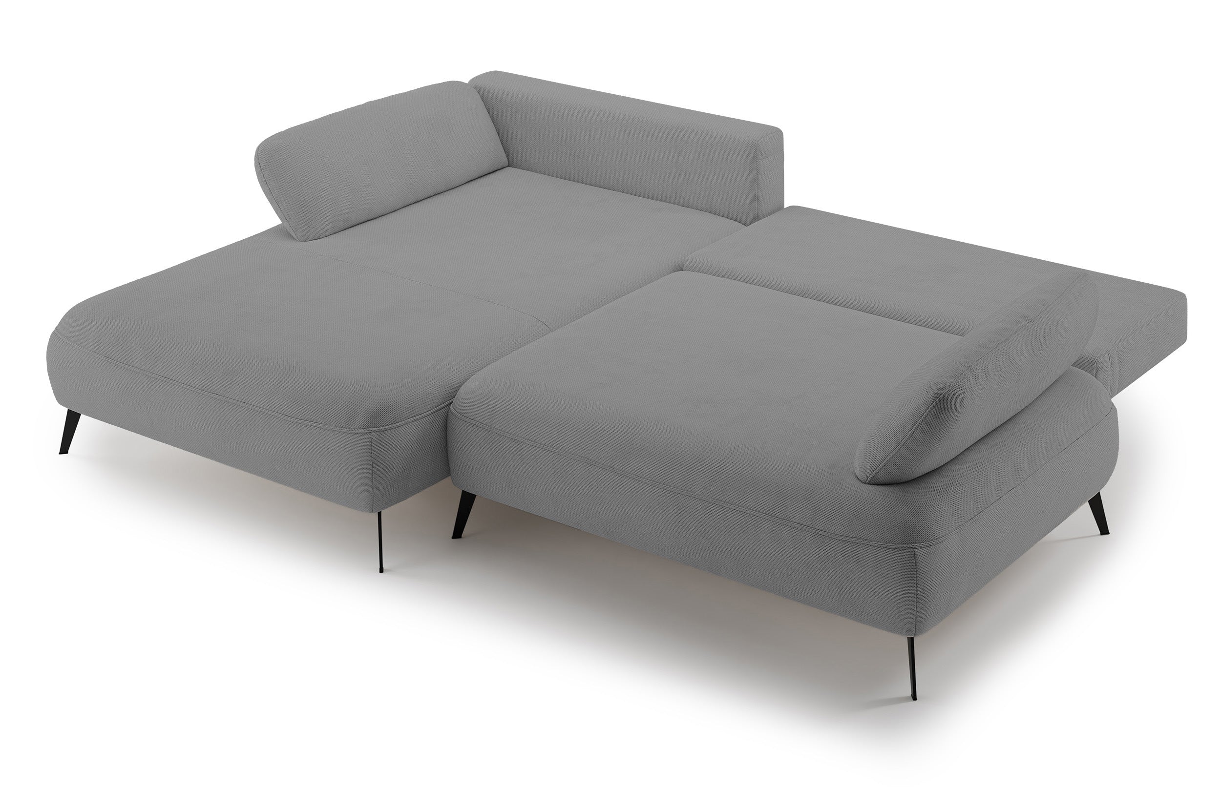 Ecksofa mit Schlaffunktion Avolla, L-förmig, linksseitig, mit Stauraum, grauer hydrophober Chenille-Stoff