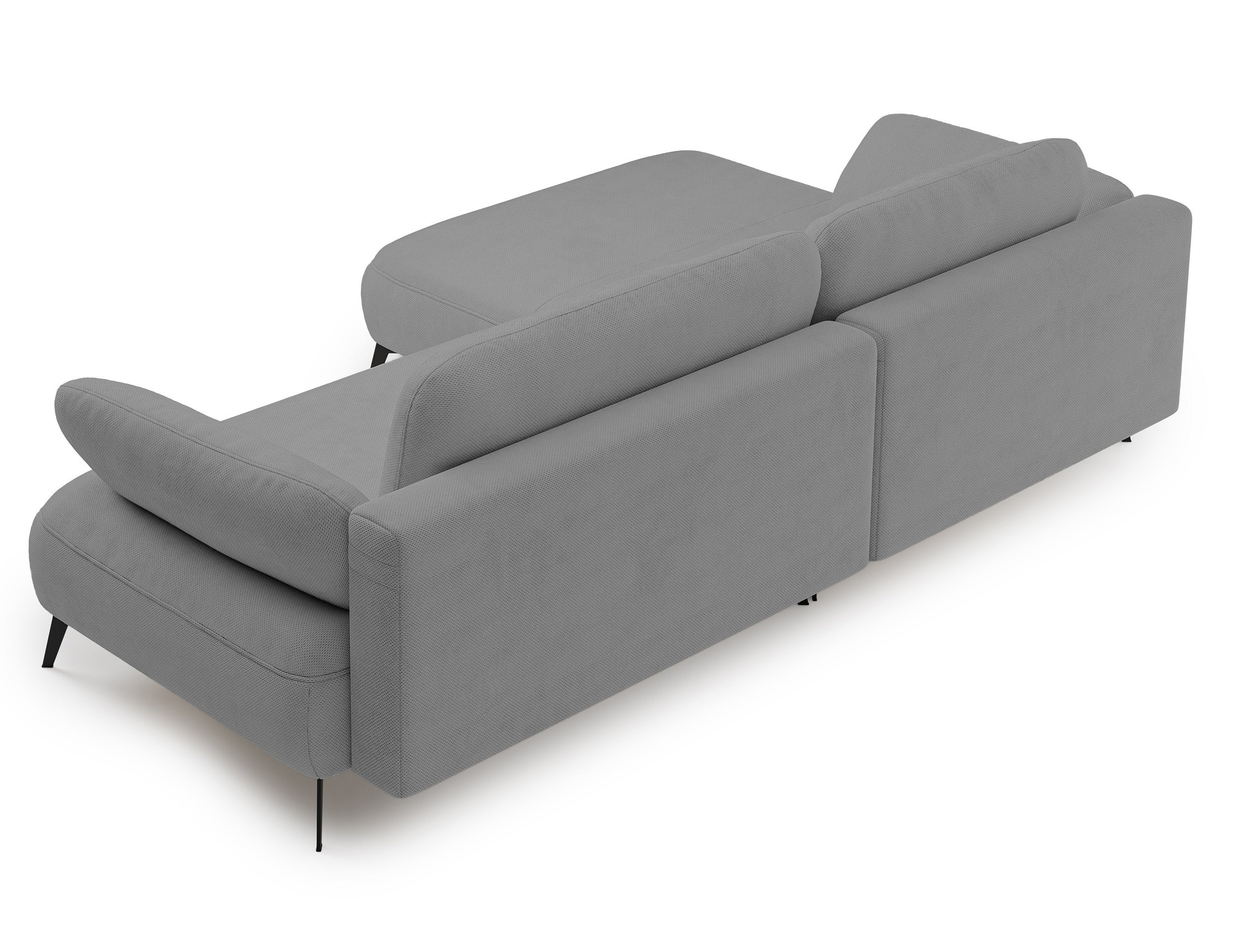 Ecksofa mit Schlaffunktion Avolla, L-förmig, linksseitig, mit Stauraum, grauer hydrophober Chenille-Stoff