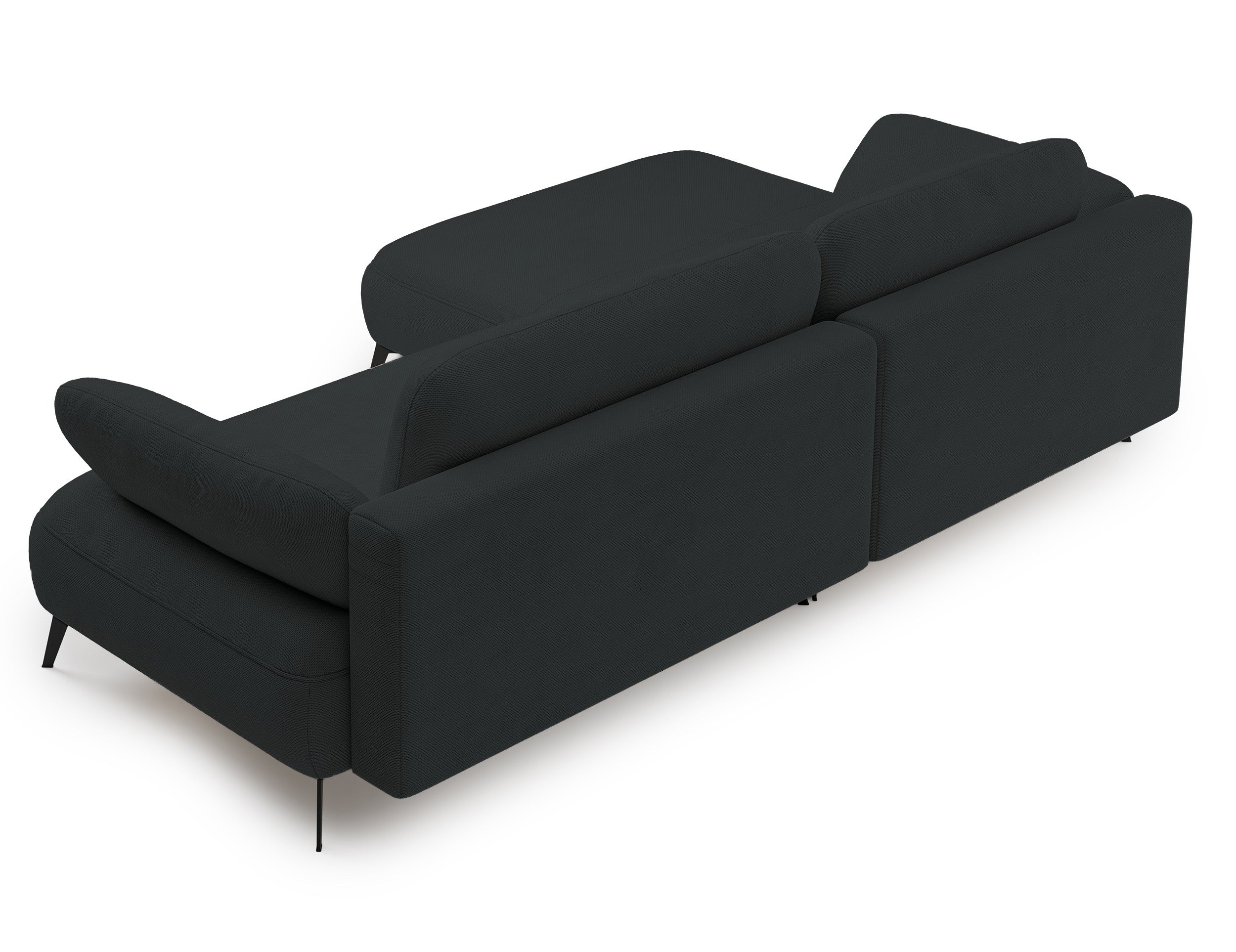 Ecksofa mit Schlaffunktion Avolla, L-förmig, linke Seite, mit Stauraum, graphitfarbener hydrophober Chenille-Stoff