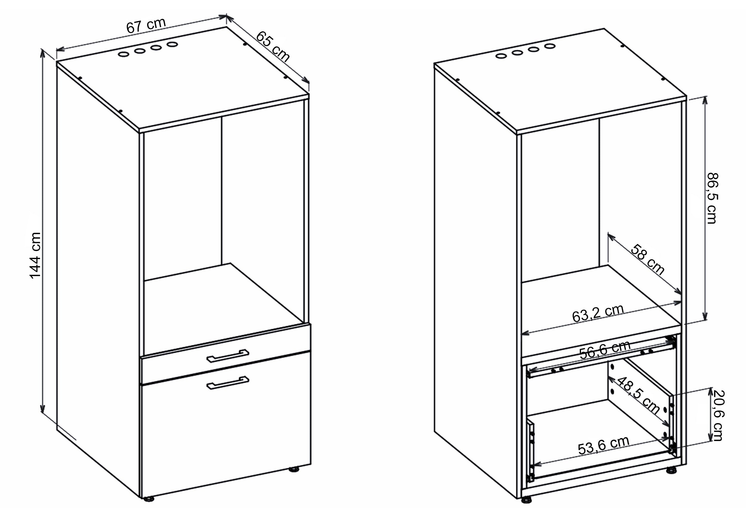 Waschmaschinenschrank Aza mit Schublade und Kaschmir-Regal
