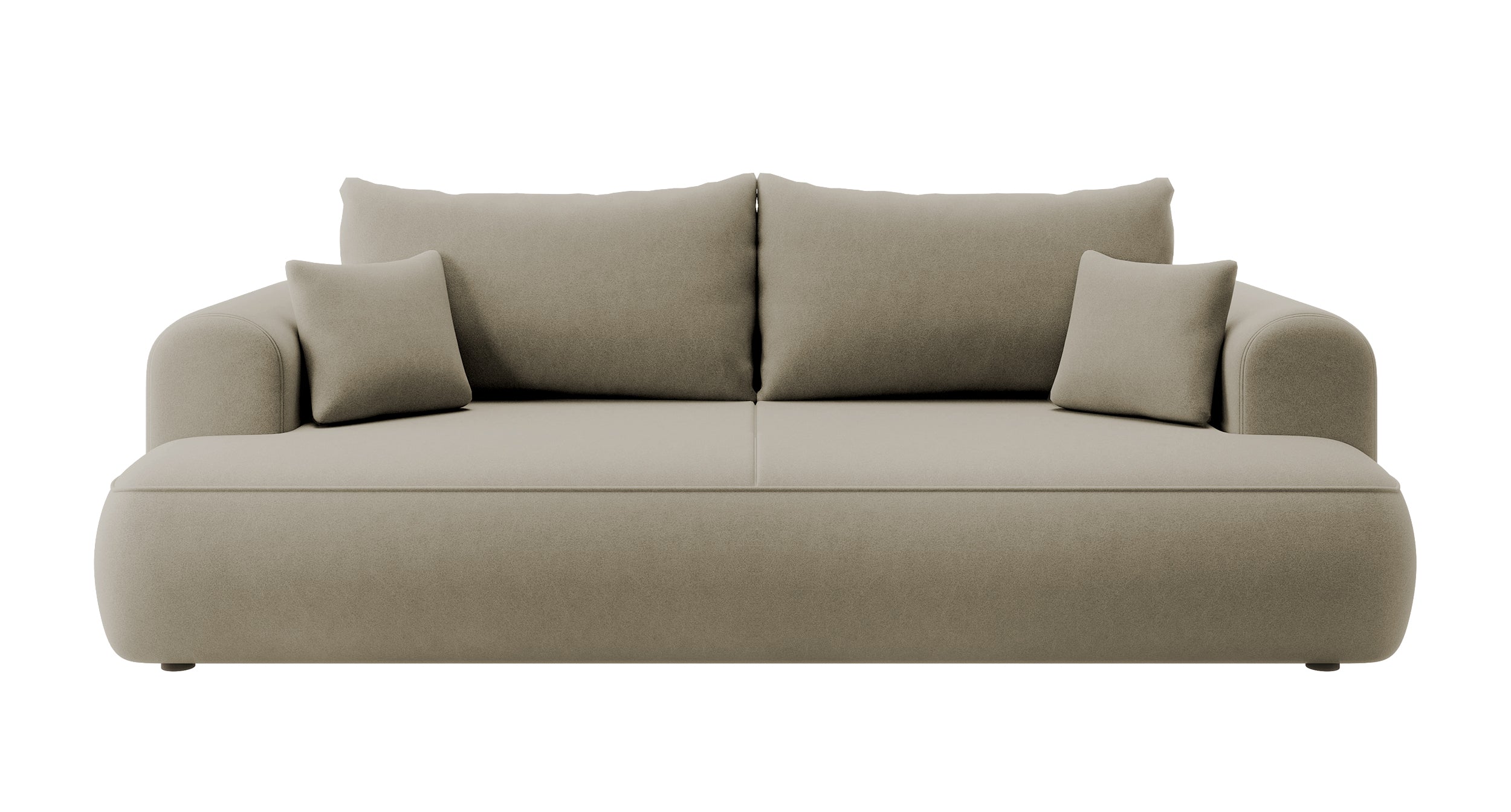 Dreisitziges ausklappbares Sofa Ovo mit Stauraum, beige, Velours aus leicht zu reinigendem Stoff