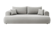 Dreisitziges ausklappbares Sofa Ovo mit Stauraum, grauer Samt aus leicht zu reinigendem Stoff