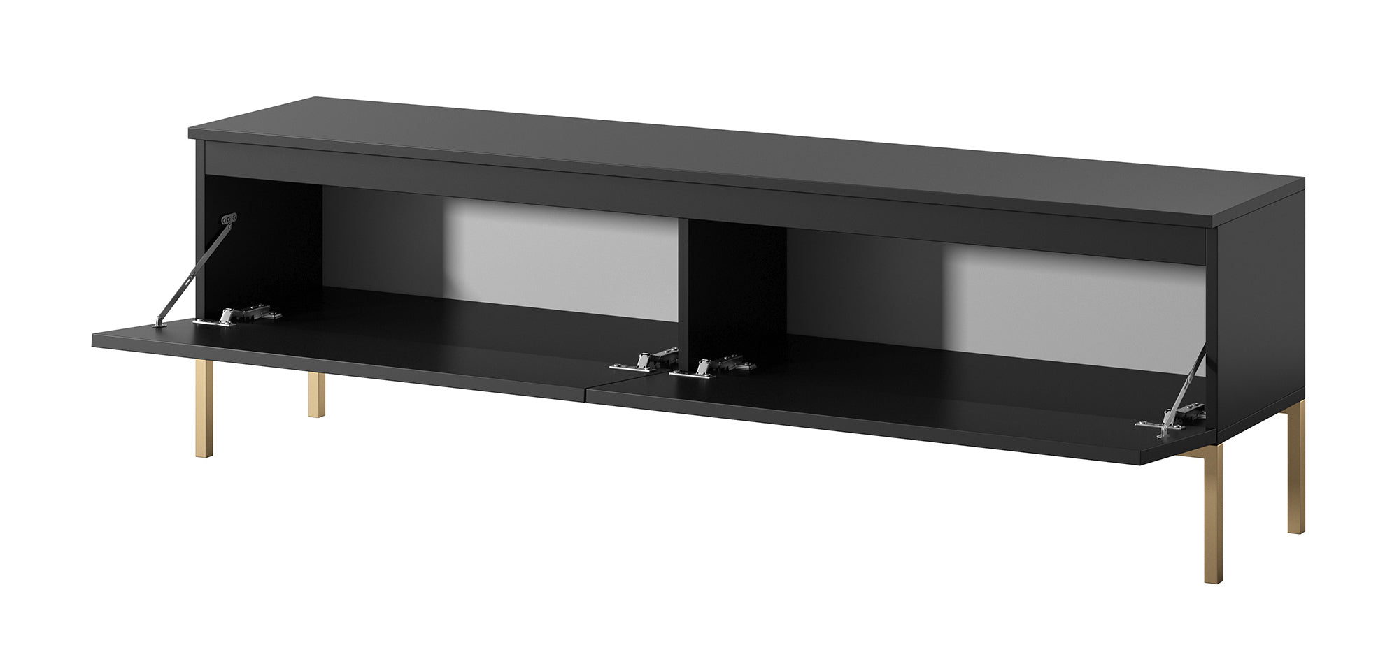 TV-Schrank Bemmi 150 cm schwarz mit goldenen Beinen