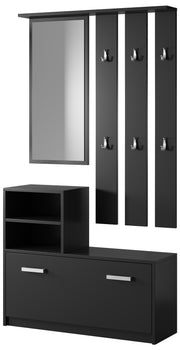 Yesfir Flur-Set mit Spiegel, Haken, Regalen und Schuhschrank Schwarz