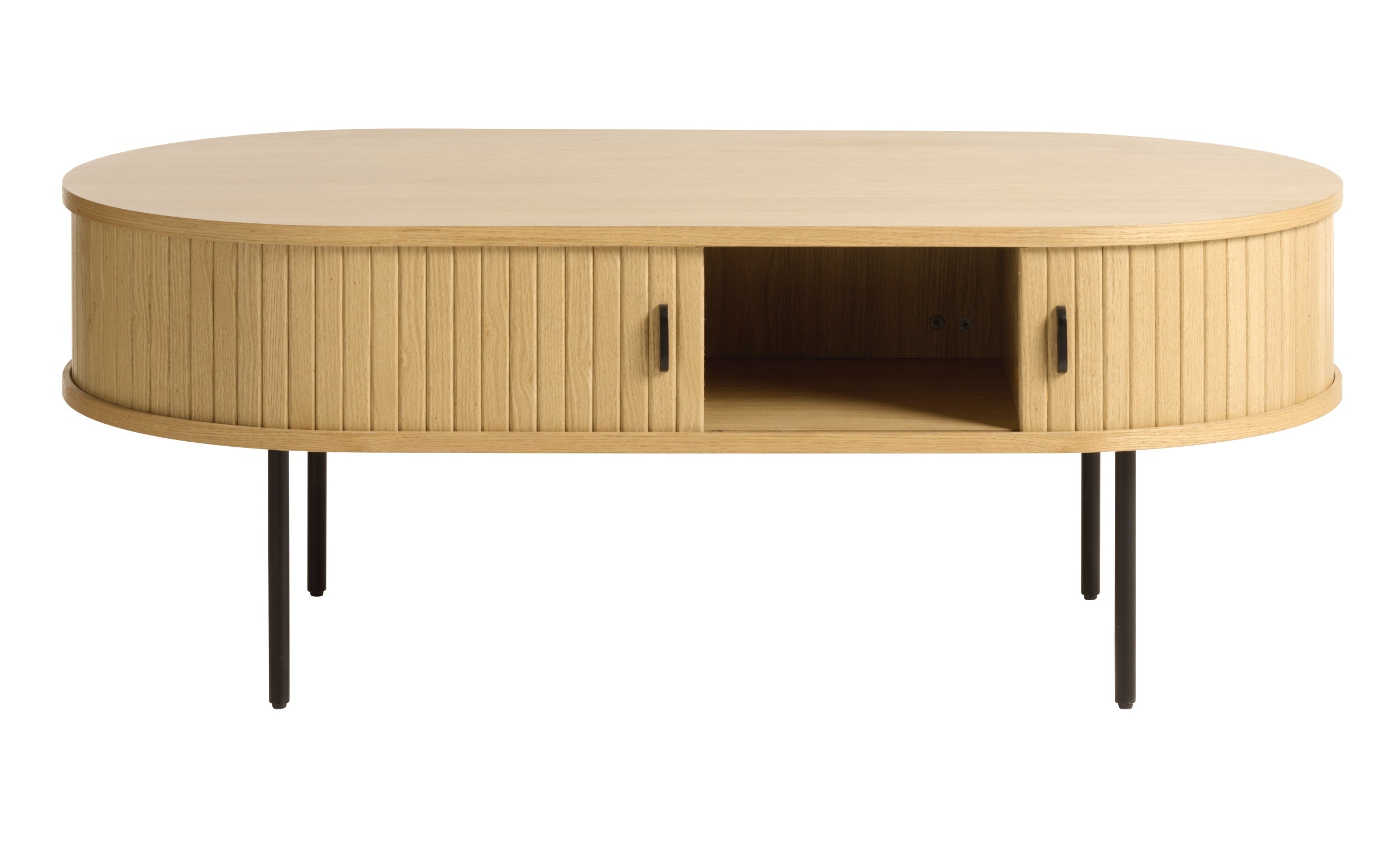 Holz-Couchtisch Gativel 120x60 cm Lamellen in natürlicher Eiche