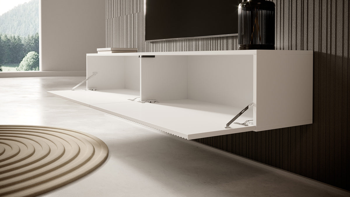 TV-Schrank Veldio mit gefräster Front 175 cm Weiß, hängend