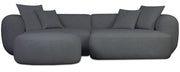 Modulares Ecksofa Baomi L-förmig mit Hocker, rechtsseitig, dunkelgrauer Chenille-Stoff