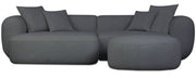 Modulares Ecksofa Baomi L-förmig mit linksseitigem Hocker, dunkelgrauer Chenille-Stoff