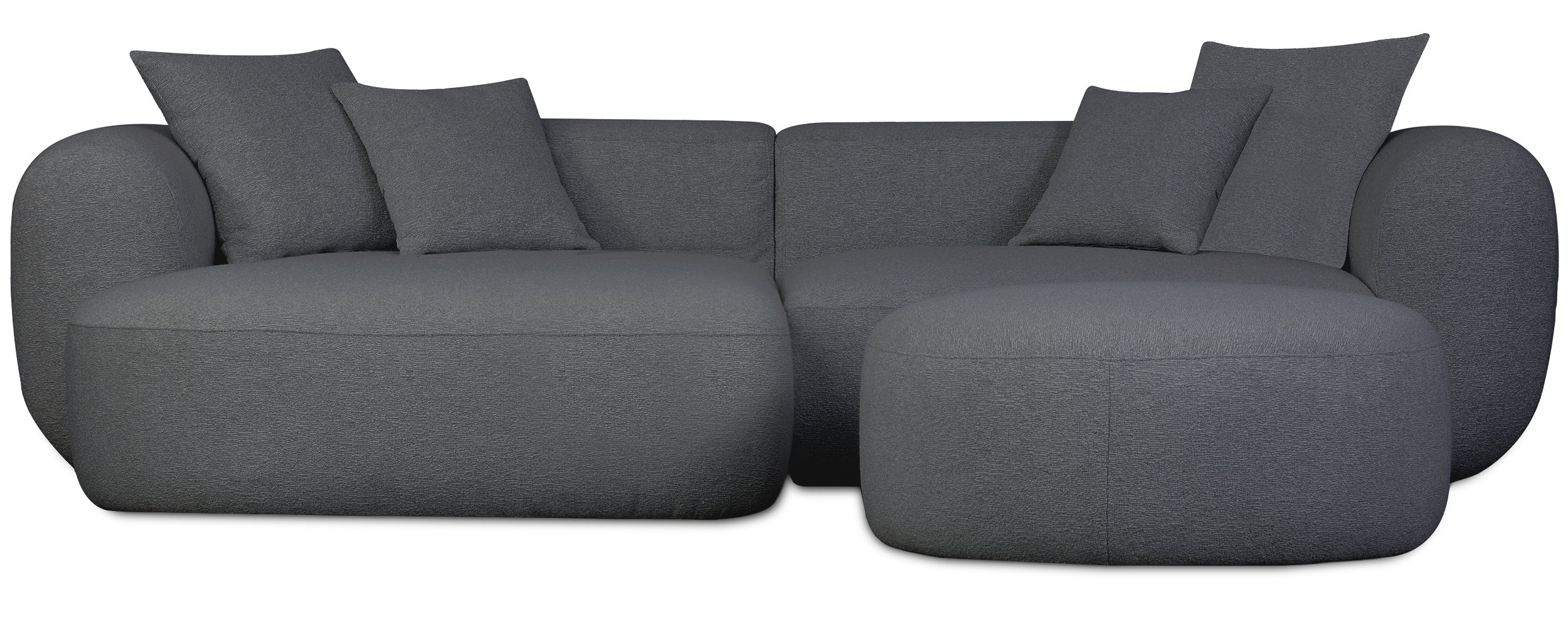 Modulares Ecksofa Baomi L-förmig mit linksseitigem Hocker, dunkelgrauer Chenille-Stoff