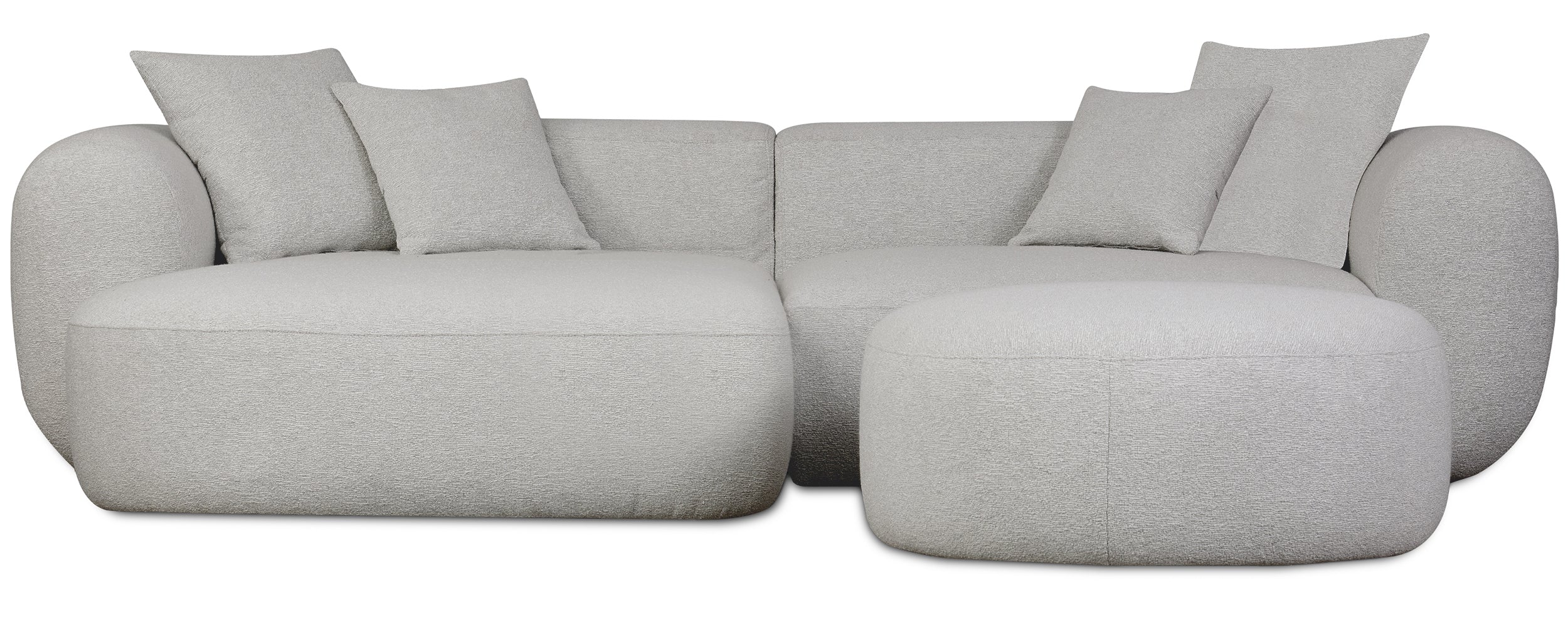 Modulares Ecksofa Baomi L-förmig mit Hocker, linksseitig, hellgrauer Chenille-Stoff