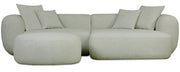 Modulares Ecksofa Baomi, L-förmig, mit Pouf, rechtsseitig, Salbeigrün, Chenille