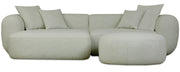 Modulares Ecksofa Baomi, L-förmig, mit Pouf, linksseitig, Salbeigrün, Chenille