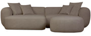 Modulares Ecksofa Baomi L-förmig mit Hocker, linksseitig, hellbrauner Chenillestoff