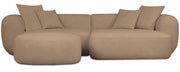 Modulares Ecksofa Baomi in L-Form mit Ottomanen, rechtsseitig, senfgelber Chenillestoff