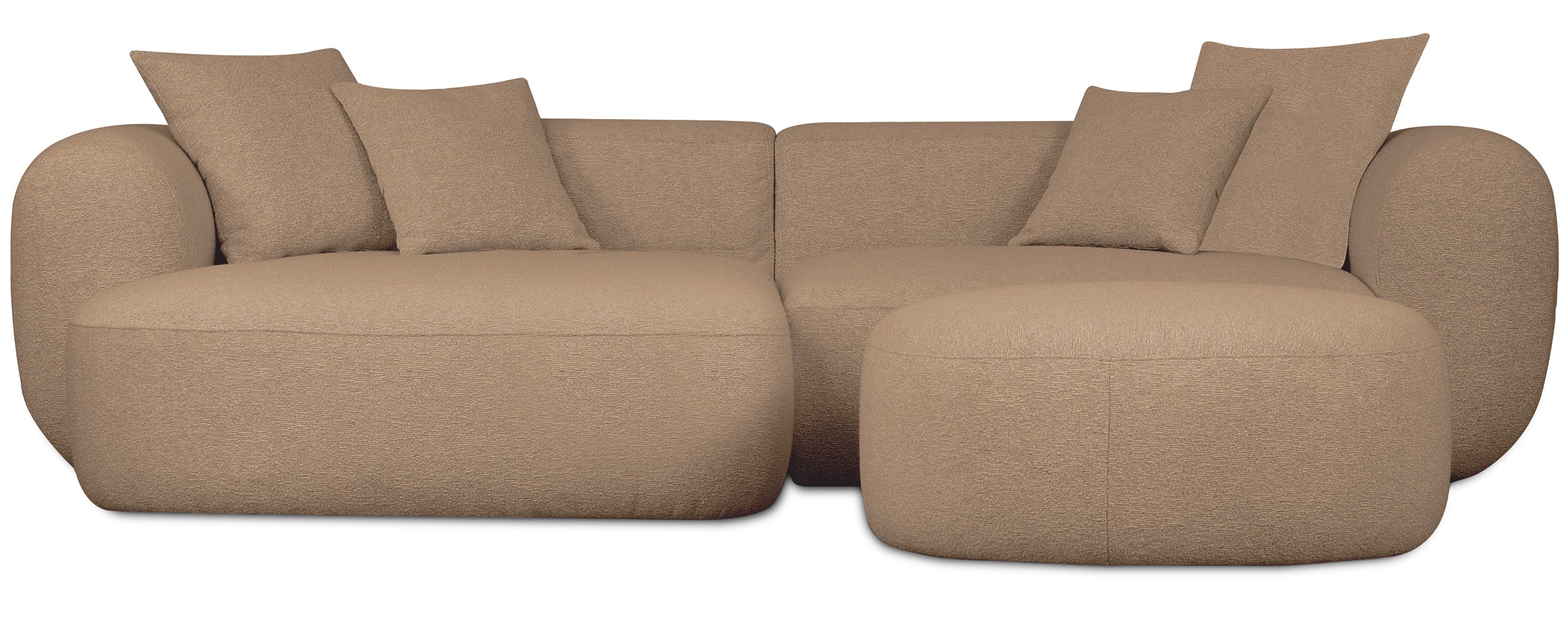 Modulares Ecksofa Baomi L-förmig mit Hocker, linksseitig, senfgelber Chenillestoff