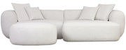 Modulares Baomi Ecksofa in L-Form mit Pouf, rechtsseitig, grau-beige Chenille