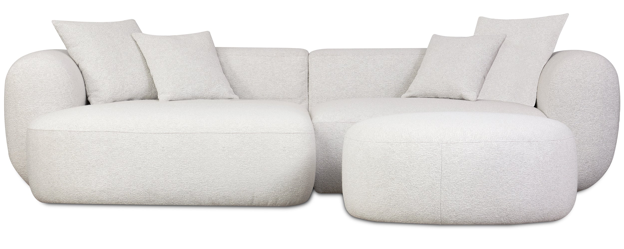 Modulare Eckcouch Baomi L-förmig mit Hocker, linksseitig, grau-beige Chenille