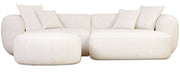 Modulare Eckcouch Baomi L-förmig mit Hocker, rechtsseitig, cremefarbenes Chenille