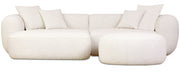 Modulares Ecksofa Baomi, L-förmig, mit Hocker, linksseitig, cremefarbenes Chenille
