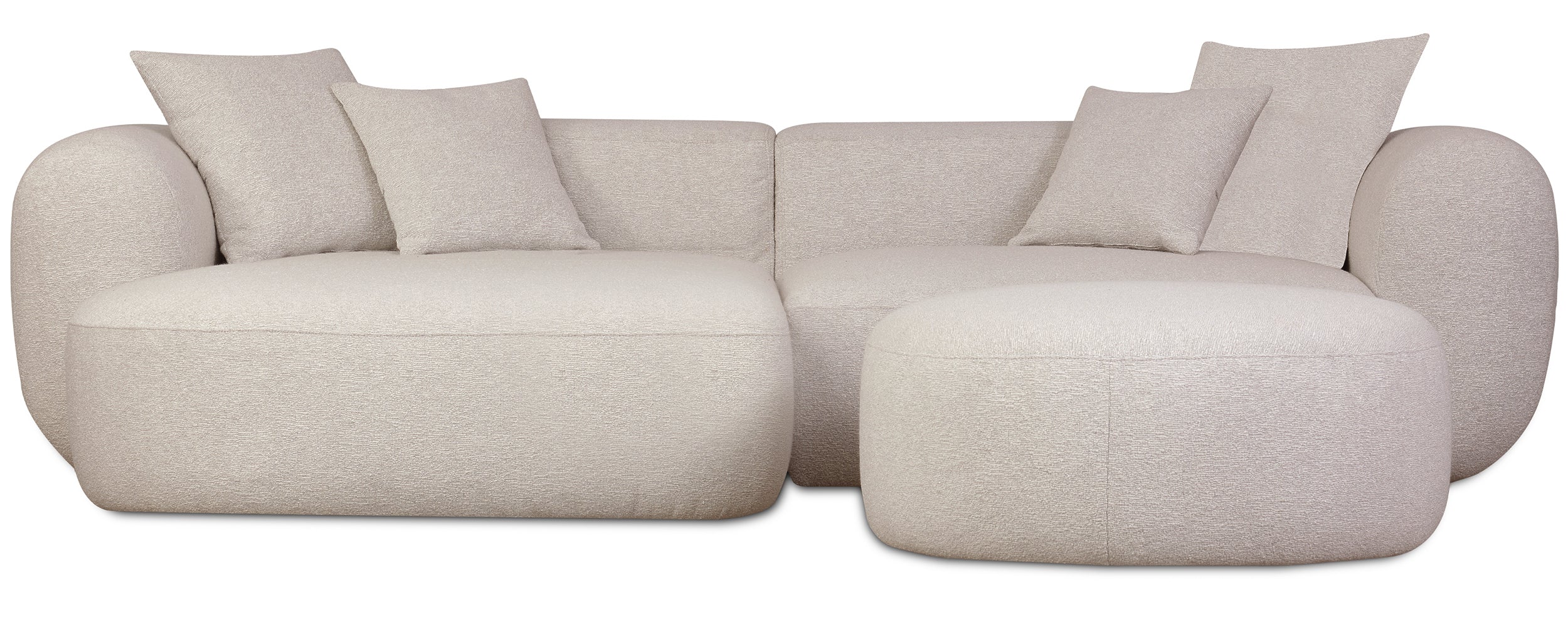 Modulares Ecksofa Baomi L-förmig mit Hocker, linksseitig, hellbeige Chenille