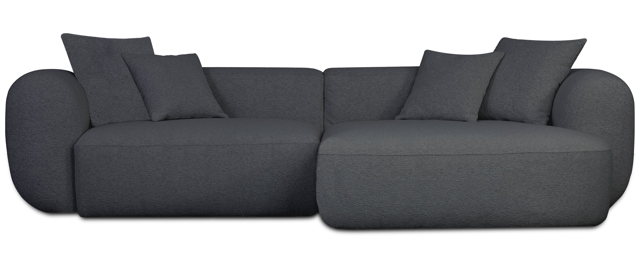 Modulares Ecksofa Baomi, L-förmig, rechtsseitig, dunkelgrauer Chenillestoff