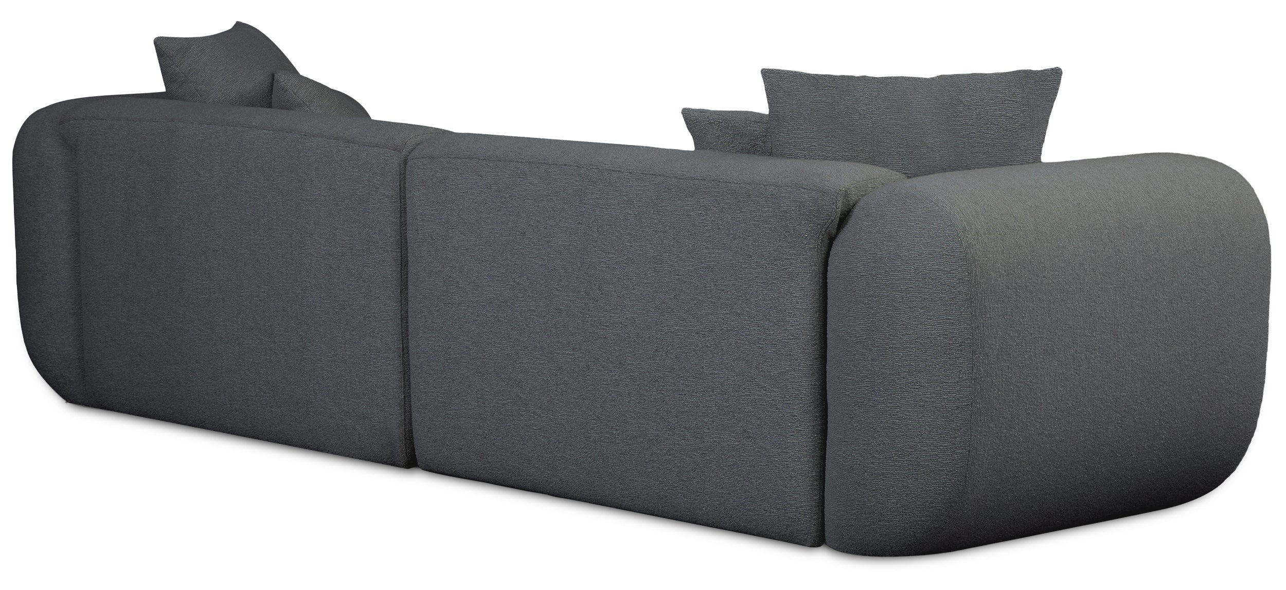 Modulares Ecksofa Baomi L-förmig mit linksseitigem Hocker, dunkelgrauer Chenille-Stoff