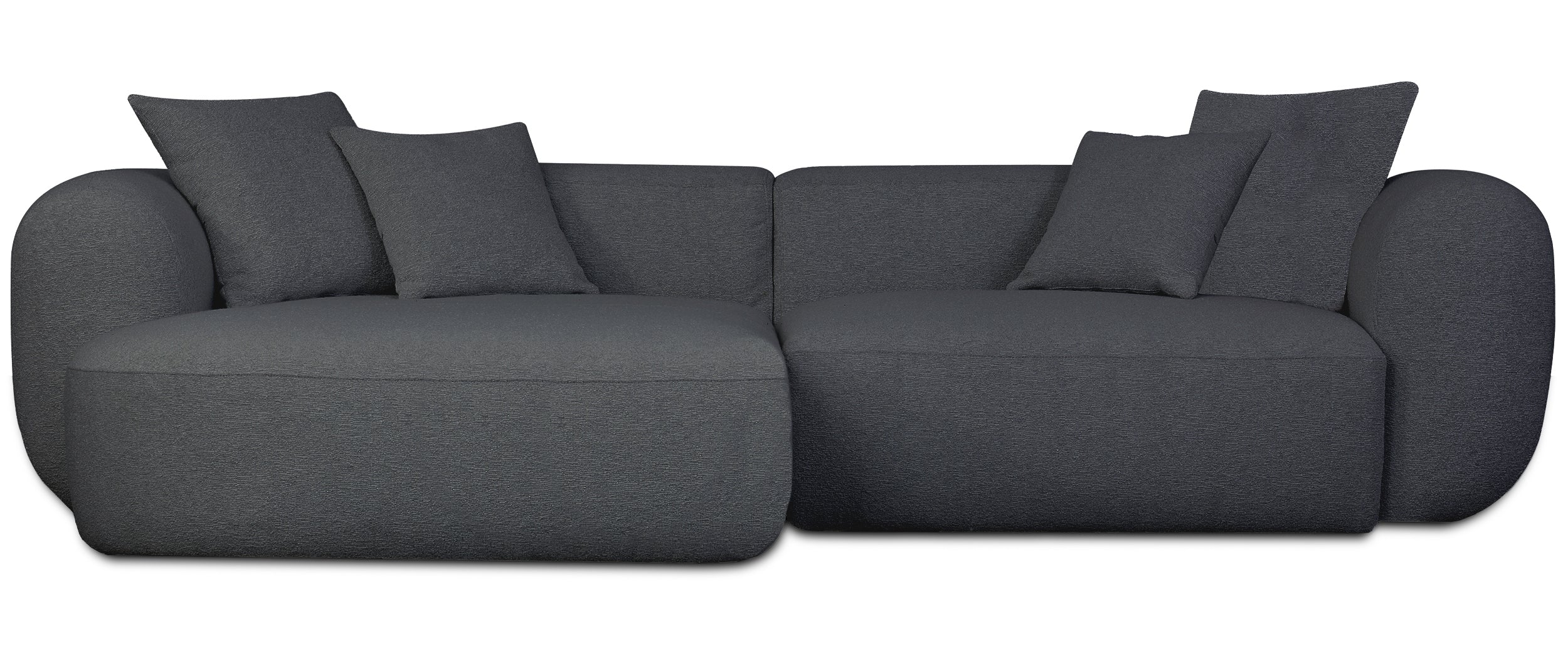 Modulares Ecksofa Baomi L-förmig, linksseitig, dunkelgrauer Chenillestoff