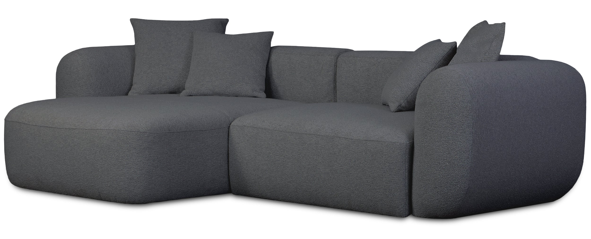 Modulares Ecksofa Baomi L-förmig mit linksseitigem Hocker, dunkelgrauer Chenille-Stoff