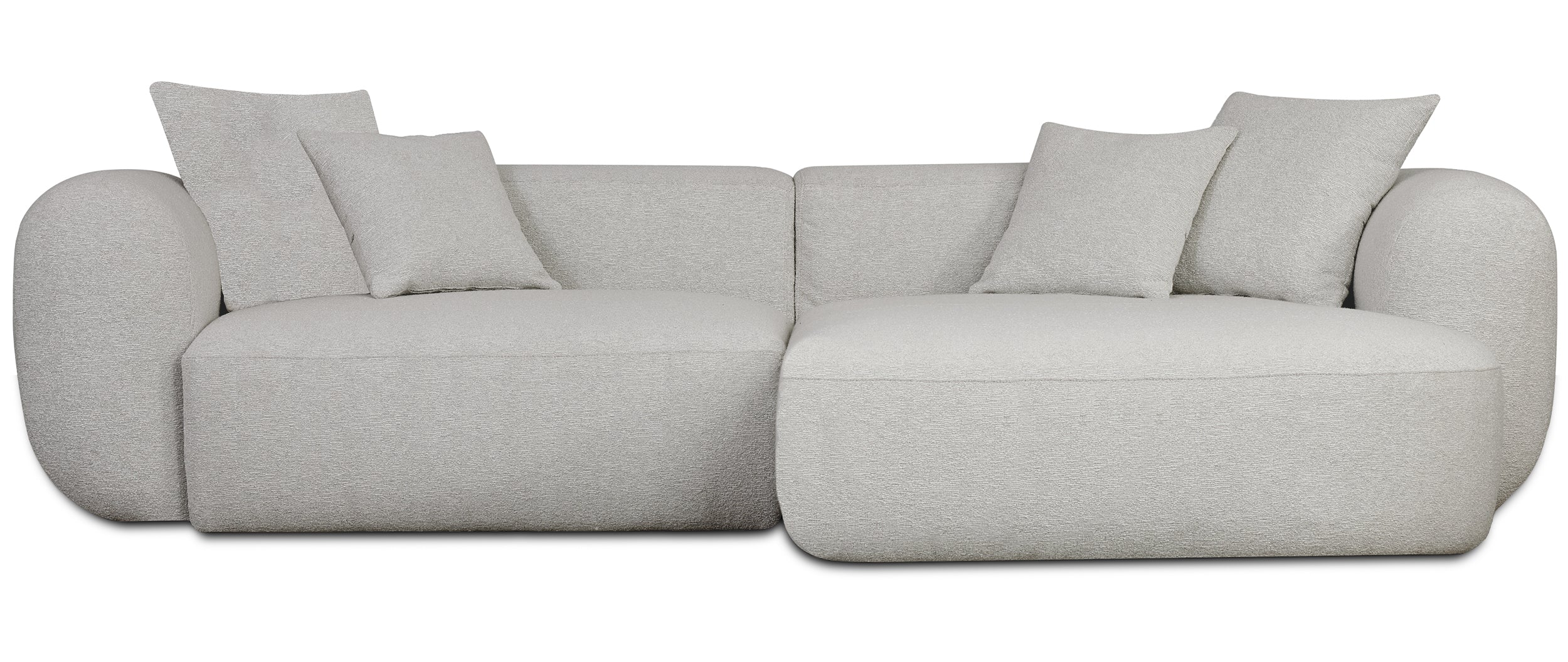 Modulares Ecksofa Baomi, L-förmig, rechtsseitig, hellgrauer Chenille-Stoff
