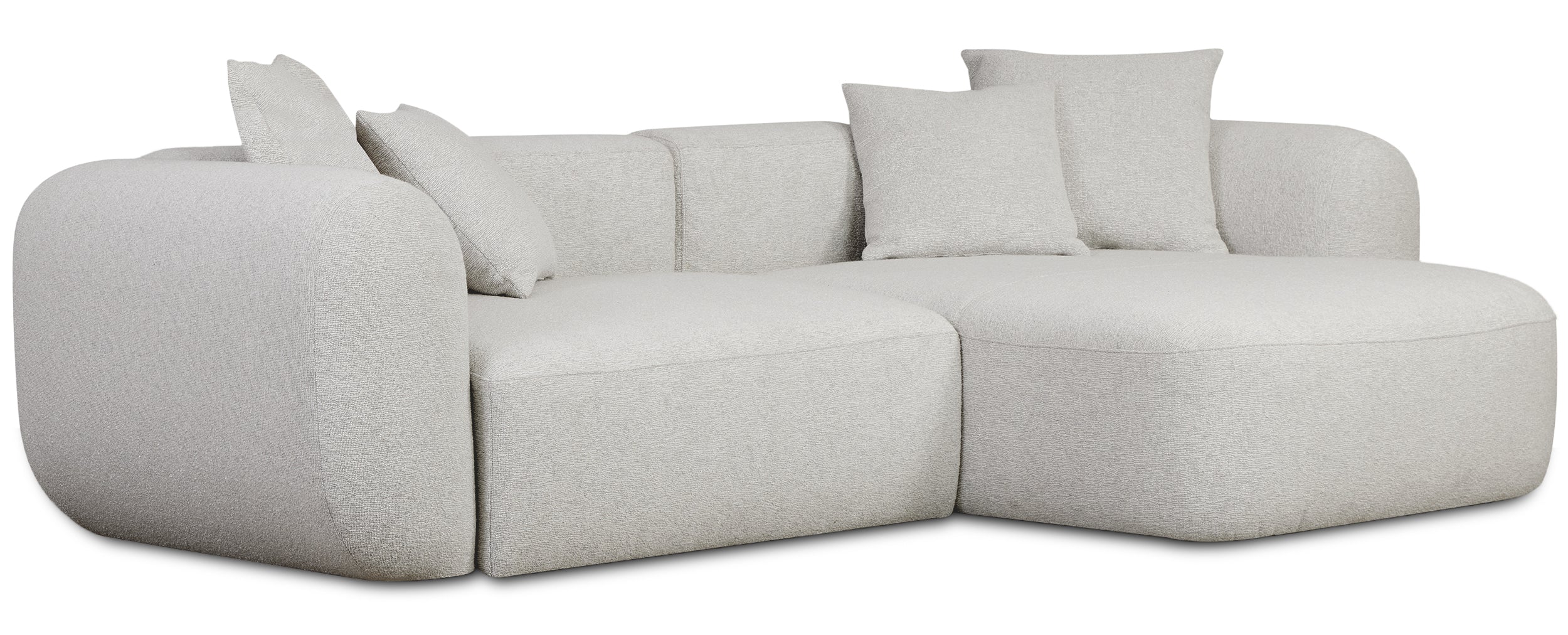 Modulares Ecksofa Baomi, L-förmig, rechtsseitig, hellgrauer Chenille-Stoff