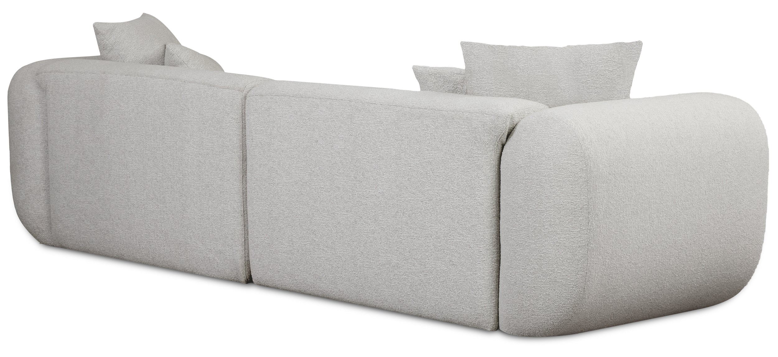 Modulares Ecksofa Baomi L-förmig mit Hocker, linksseitig, hellgrauer Chenille-Stoff