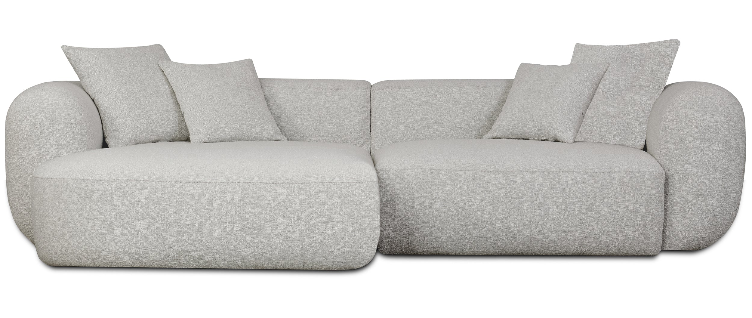 Modulares Ecksofa Baomi, L-förmig, linksseitig, hellgrauer Chenille-Stoff