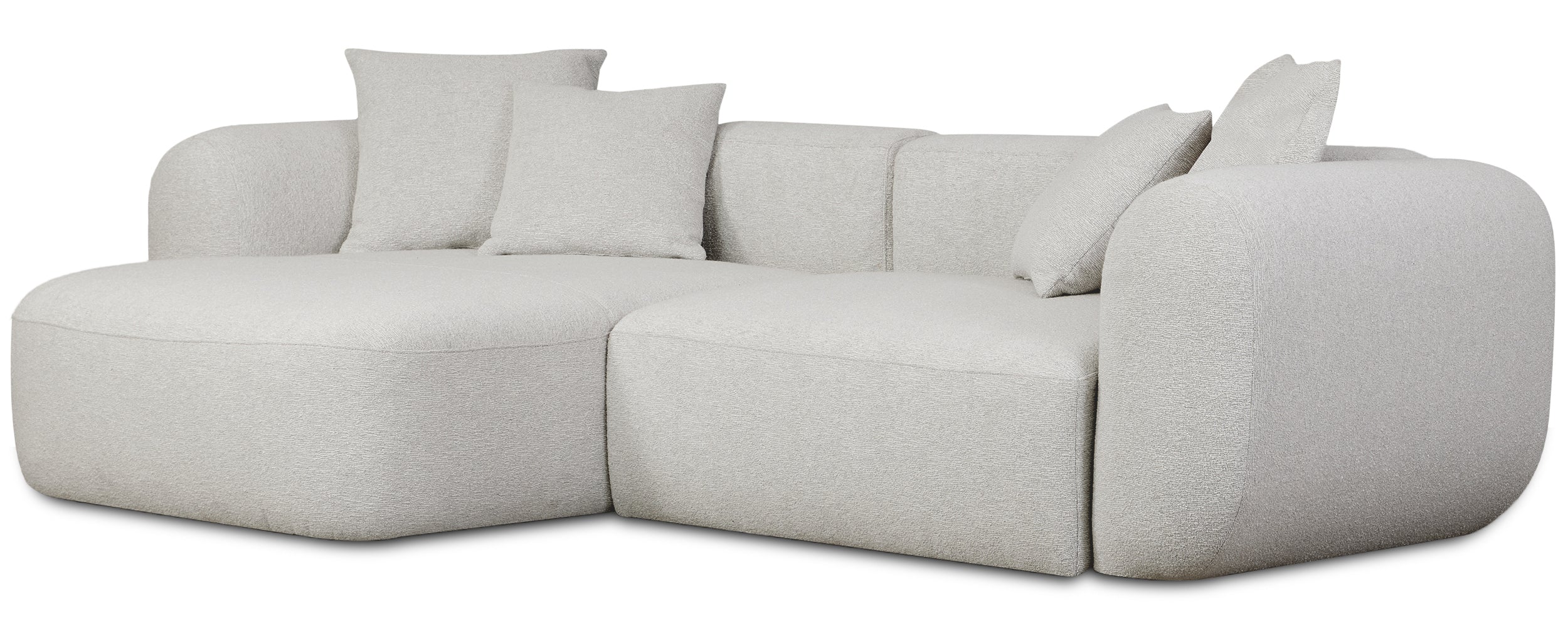 Modulares Ecksofa Baomi, L-förmig, linksseitig, hellgrauer Chenille-Stoff