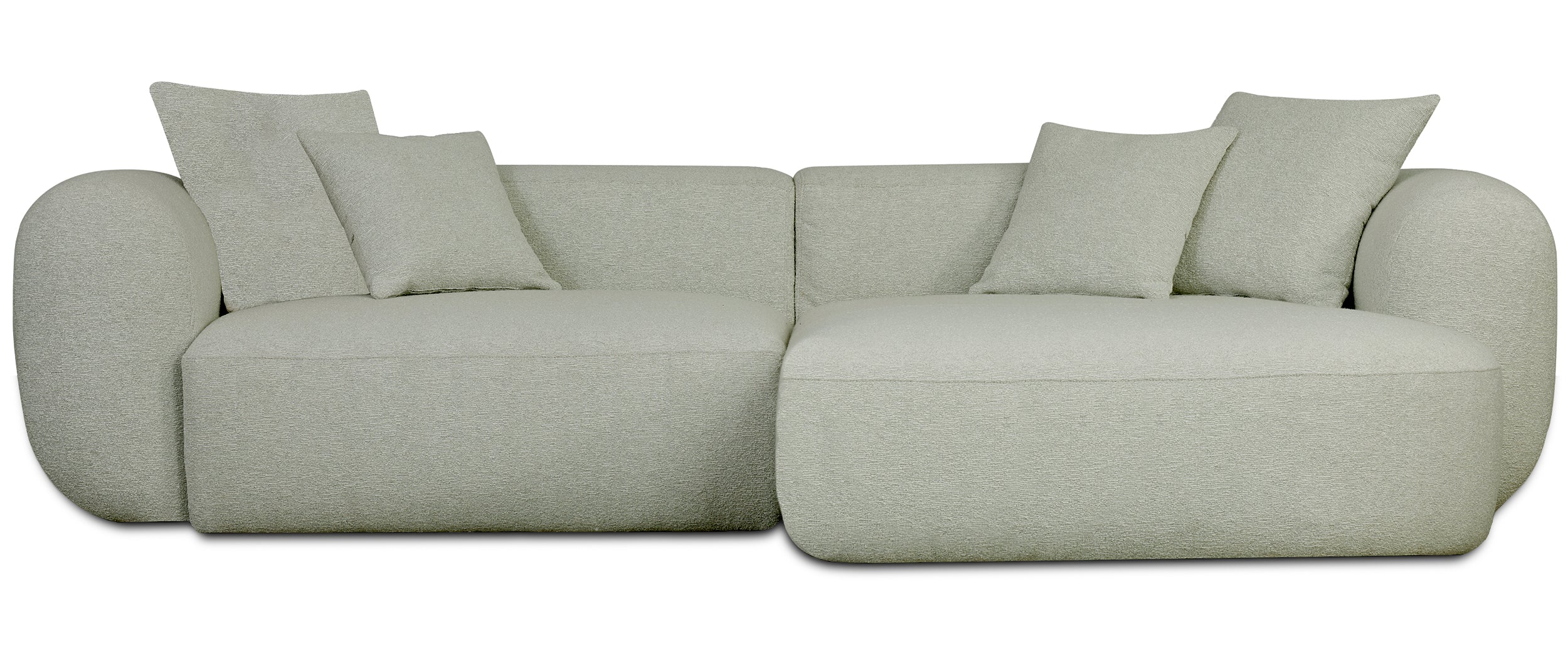 Modulares Ecksofa Baomi, L-förmig, rechtsseitig, Salbeigrün, Chenille