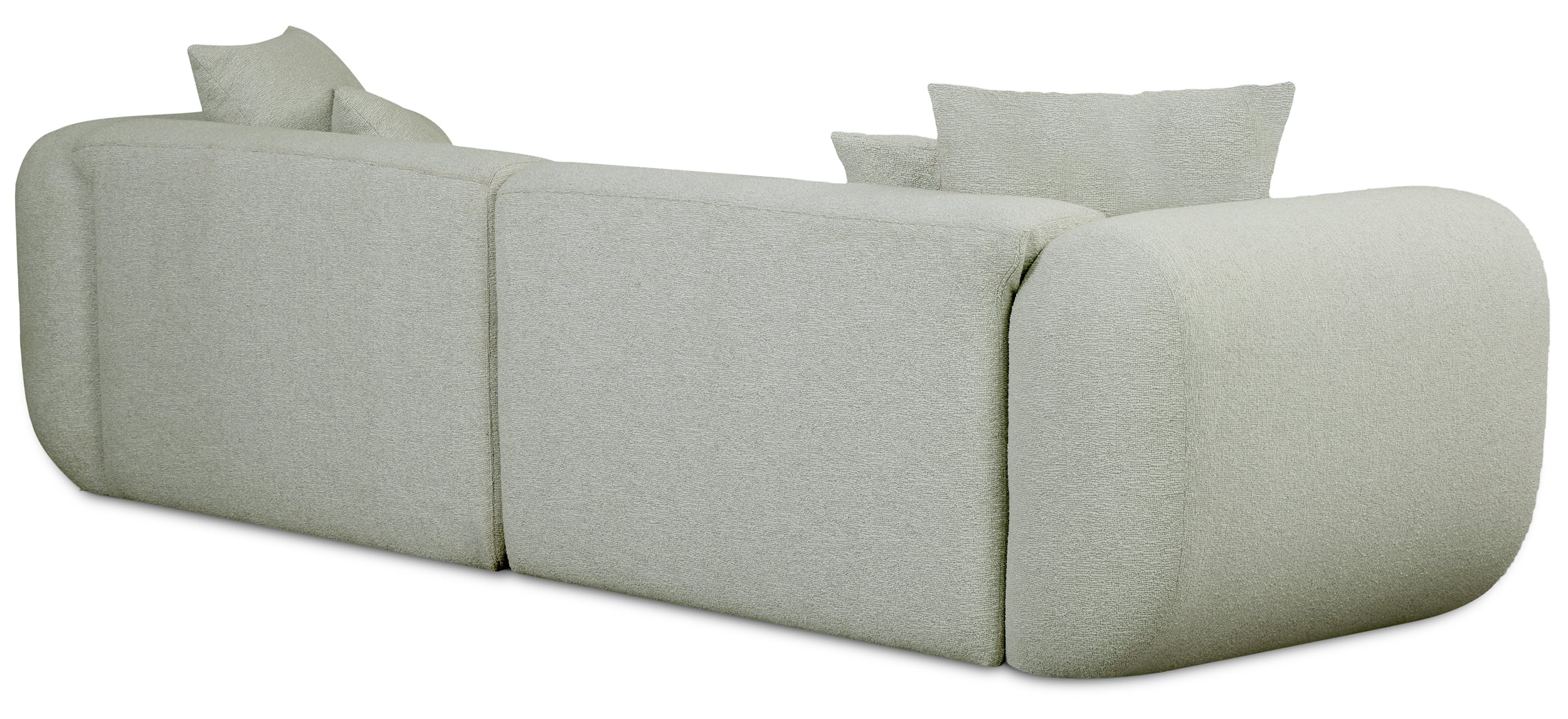 Modulares Ecksofa Baomi, L-förmig, mit Pouf, rechtsseitig, Salbeigrün, Chenille