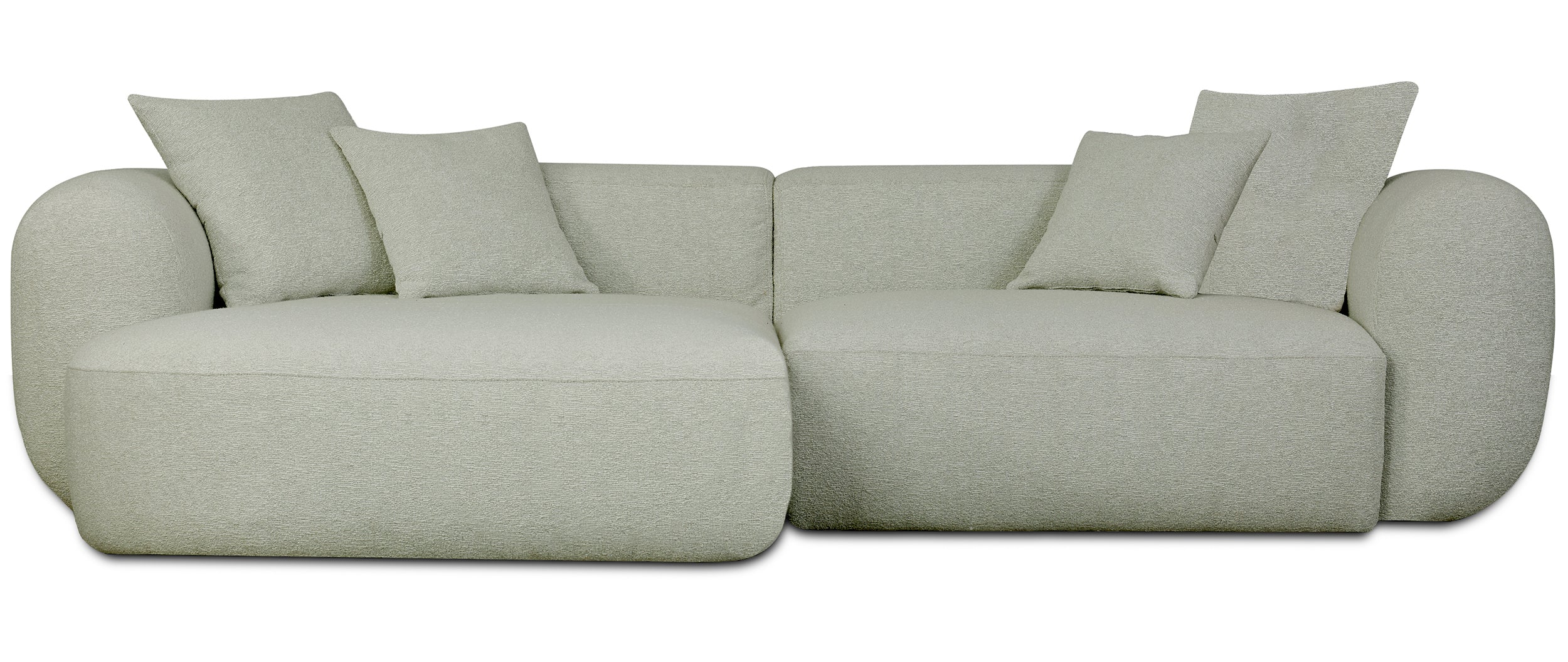 Modulare Eckcouch Baomi, L-förmig, linksseitig, Salbeigrün, Chenille