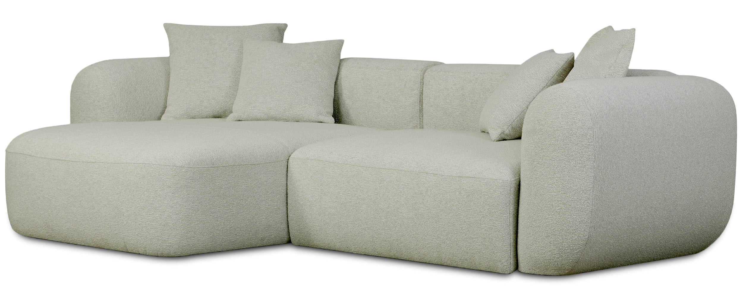 Modulare Eckcouch Baomi, L-förmig, linksseitig, Salbeigrün, Chenille