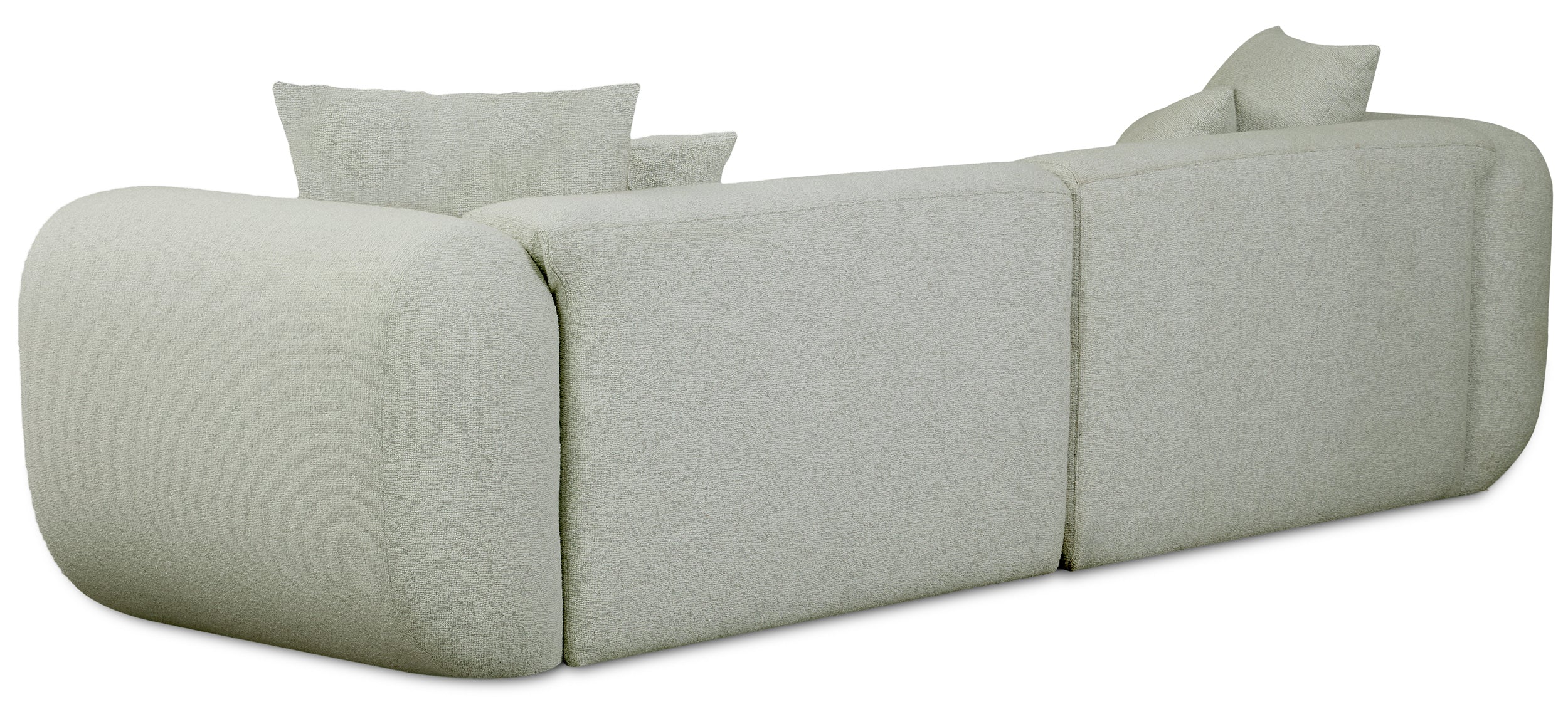 Modulare Eckcouch Baomi, L-förmig, linksseitig, Salbeigrün, Chenille